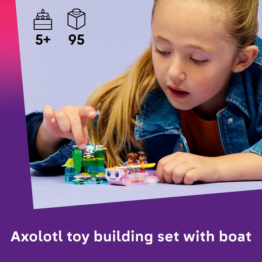 LEGO Friends Axolotl Adventure Boat Toy - incl. 2 Mini Dolls, 2 Cute Animal Figures, Plants, Flowers & Accessories - Birthday Gift for 5+ Year Old Girls - 42681