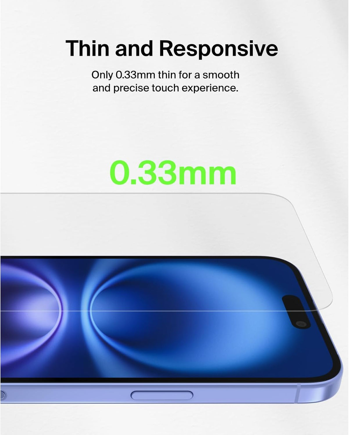 Belkin ScreenForce TemperedGlass Treated Screen Protector for iPhone 15 Plus, Slim, Crystal Clear, Scratch-Resistant Tempered Glass Film, Includes Easy Align Tray for Bubble Free Application