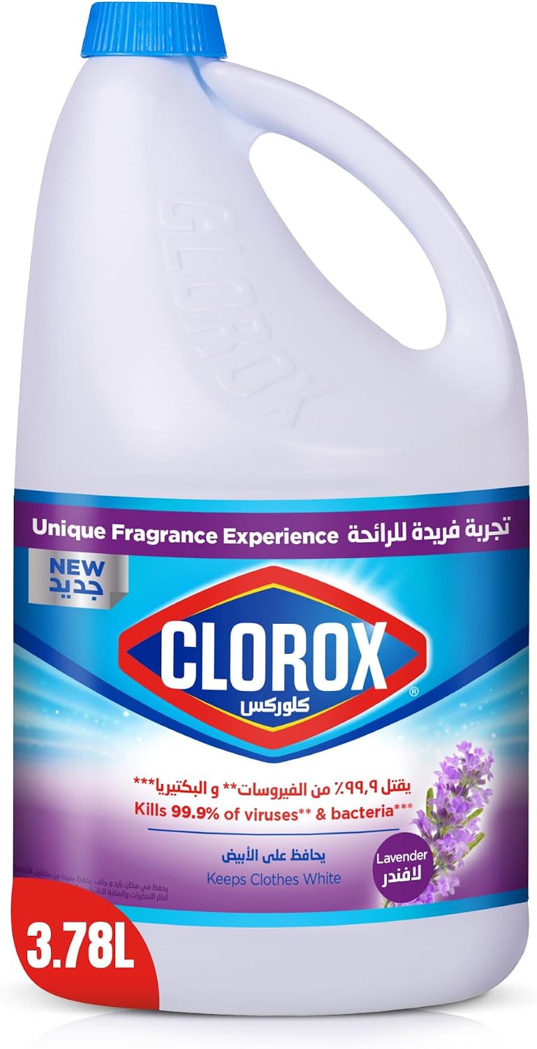 Clorox Liquid Bleach 3.78L, Lavender Scent New Fragrance Experience, Kills 99.9% of Viruses and Bacteria — front product image