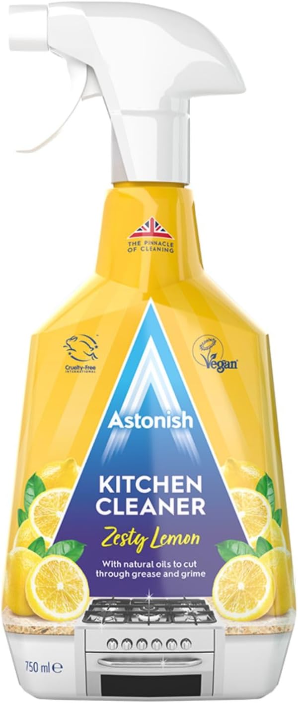 Astonish Kitchen Cleaner - Blended With Natural Oils - Tough on Dirt & Grime -Deep & Effective Cleaning - Easy to Use - Eco Friendly - Vegan - Cruelty Free - Zesty Lemon Fragrance -750ML — front product image