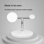 Belkin BoostCharge Pro 3-in-1 Wireless Charger with Qi2 for iPhone 17, Air, 16, 15, 14, 13, 12 + Apple Watch + AirPods + Pixelsnap, 15W MagSafe Compatible Charging Station - White