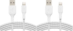 Belkin iPhone Cable (3M) Braided USB to Lightning Cable – White (Pack of 2)
