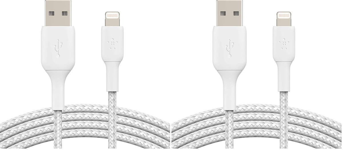 Belkin iPhone Cable (3M) Braided USB to Lightning Cable – White (Pack of 2)