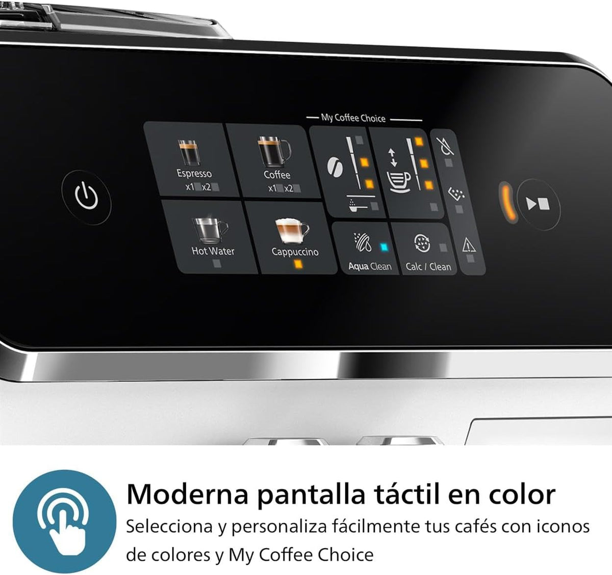 Philips 2300-Series Fully Automatic Espresso Machine - 4 Drinks, Modern Color Touch Screen, LatteGo Milking System, SilentBrew, Ceramic Mill, AquaClean Filter. White Chrome (EP2333/40) — White & Chrome
