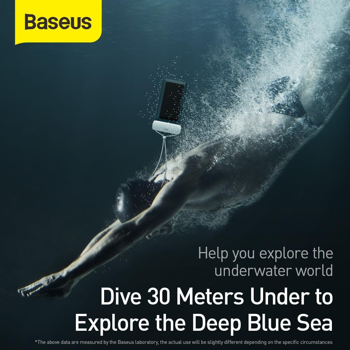 Baseus AquaGlide Waterproof Phone Case, 30M Waterproof Phone Pouch Waterproof Cell Phone Case Fit for Big Phones up to 7.2'' — Slide Lock(AG) — White