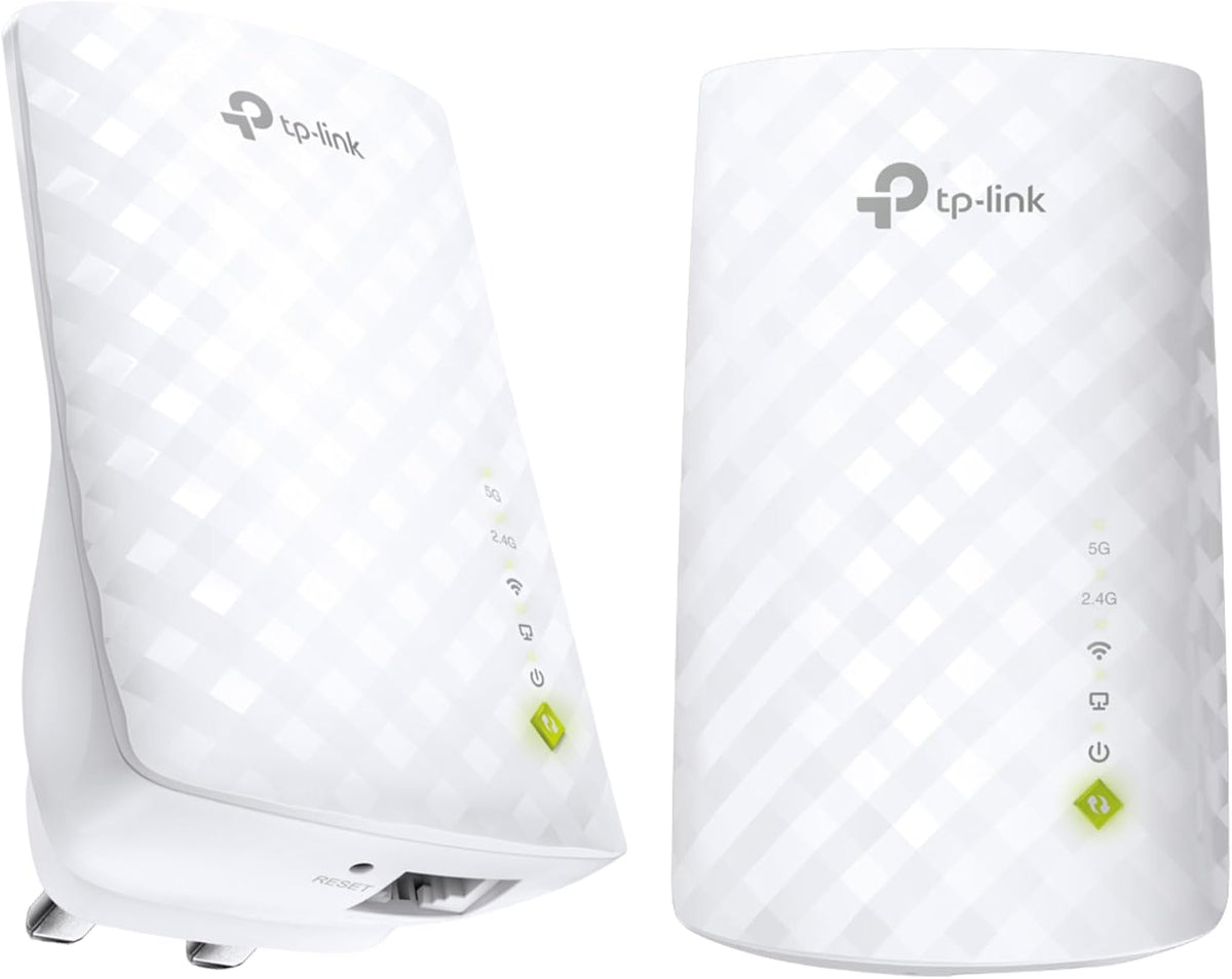 TP-Link RE200 AC750 Universal Dual Band Range Extender, Broadband/Wi-Fi Extender, Wi-Fi Booster/Hotspot with Ethernet Port, Plug and Play, Smart Signal Indicator, UK Plug