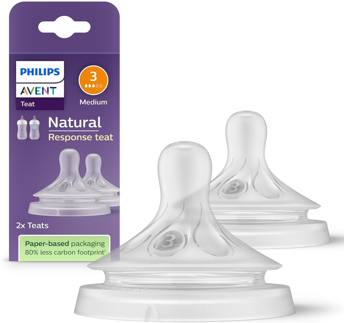 Philips AVENT Philips Natural Response Teat for 1 Month+ Babies SCY963/02- Twin Pack