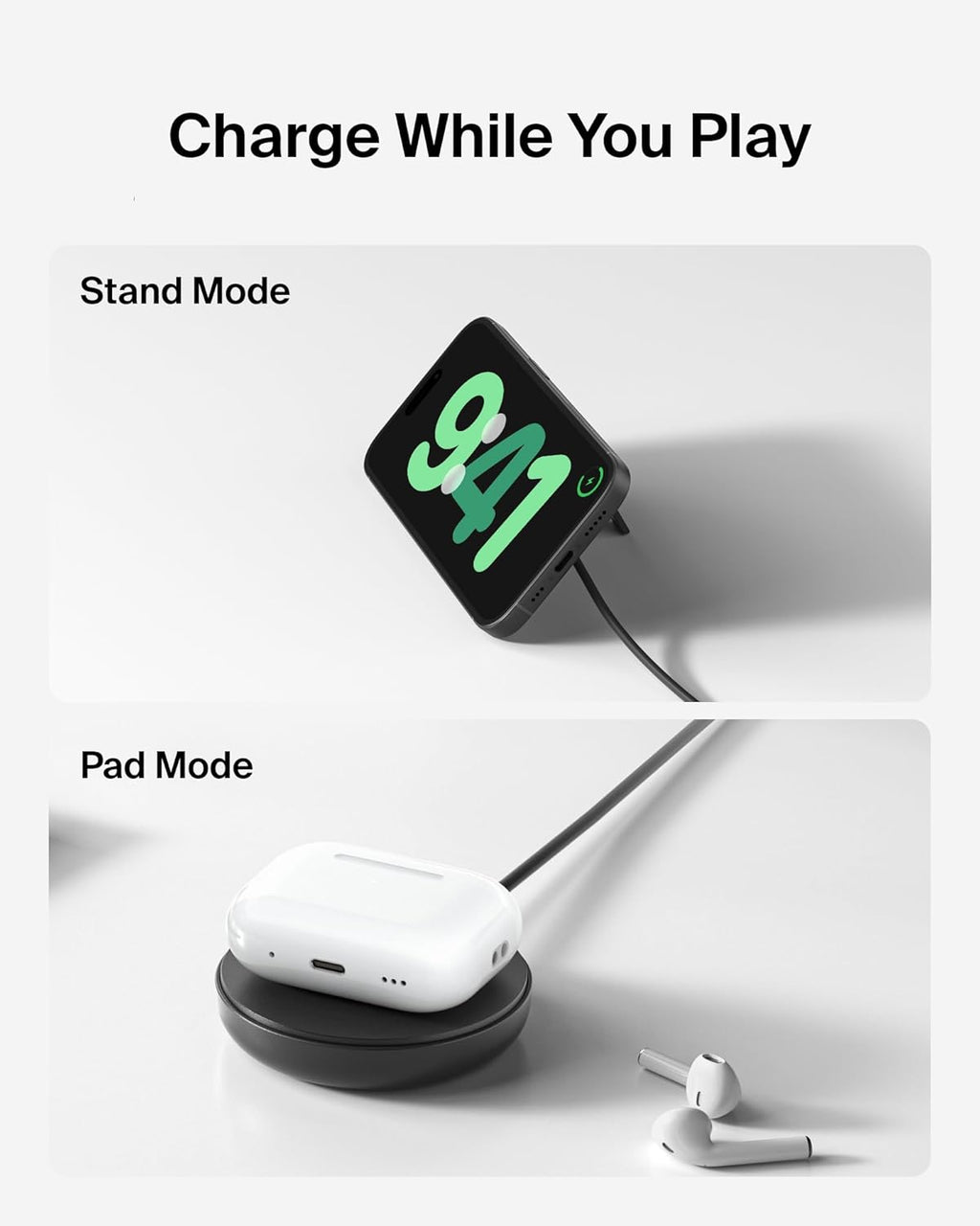 Belkin Magnetic Wireless Charging Pad 15W w/Pop-Up Stand - MagSafe-Compatible Qi2-Certified Wireless Charger for iPhone 16 Series, Samsung Galaxy S25 Series, AirPods