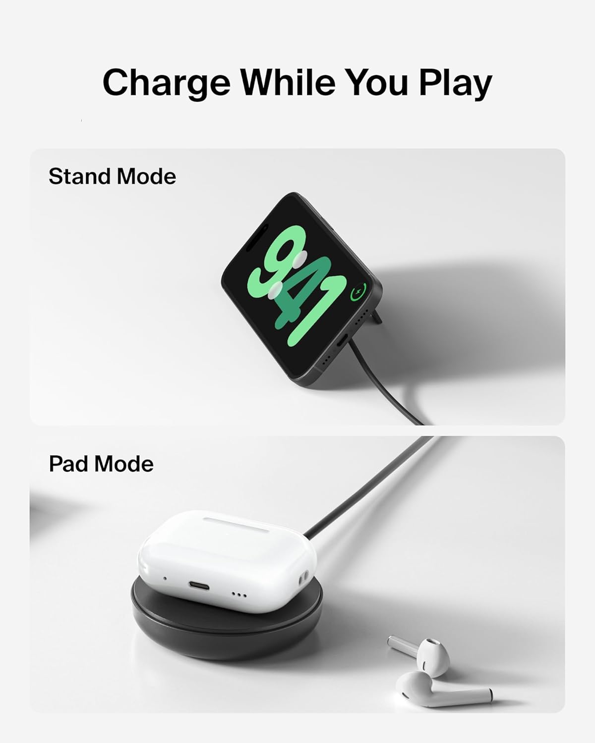 Belkin Magnetic Wireless Charging Pad 15W w/Pop-Up Stand - MagSafe-Compatible Qi2-Certified Wireless Charger for iPhone 16 Series, Samsung Galaxy S25 Series, AirPods