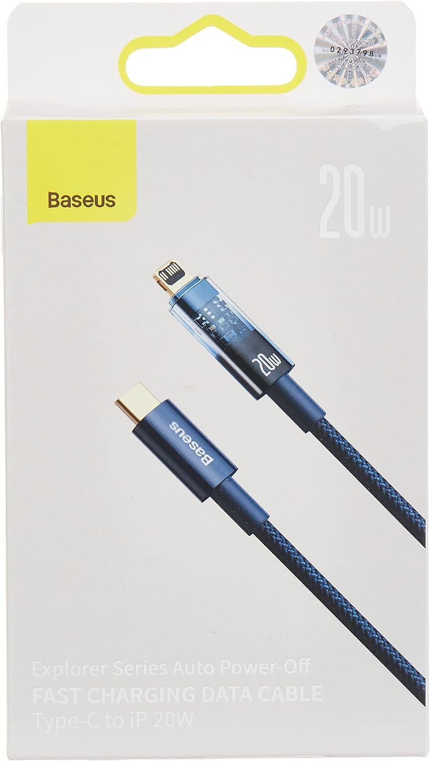 Baseus Explorer Auto Power-Off USB-C to Lightning Cable 20W — 2m — Blue