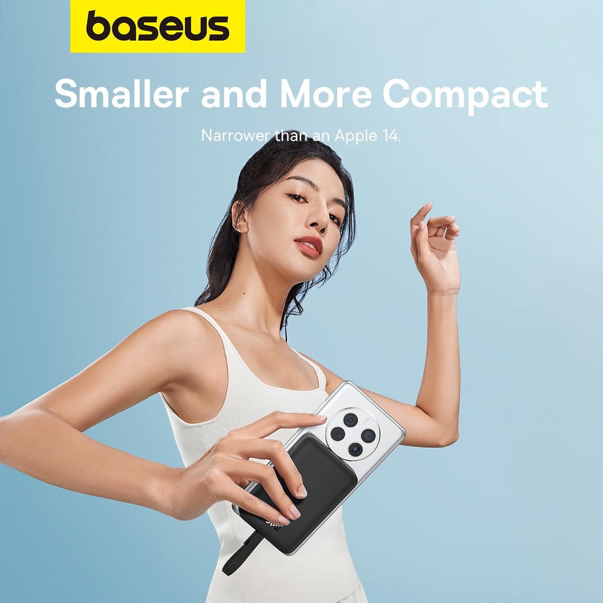 Baseus 30W Magnetic Wireless Power Bank 10000mAh with Built-in USB C Cable – MagSafe Compatible Battery Pack — 10000mAh-30W-W/Cable — Black