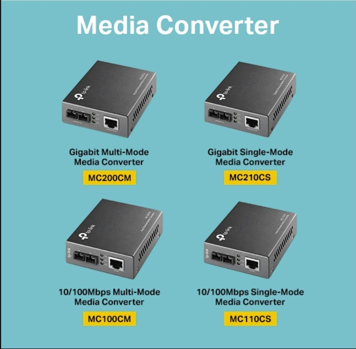 TP-Link Gigabit SFP to RJ45 Fiber Media Converter | Fiber to Ethernet Converter | 10/100/1000Mbps RJ45 Port to 1000Base-LX Single-Mode Fiber (MC210CS) Grey