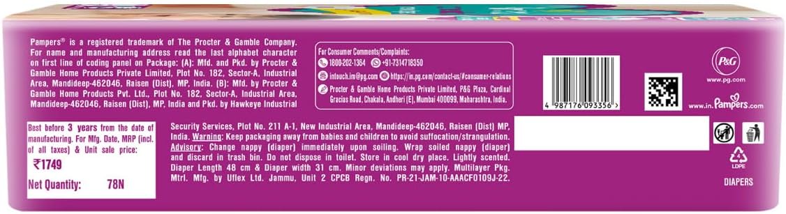 Pampers Active Baby Diapers, Large (78 Count)