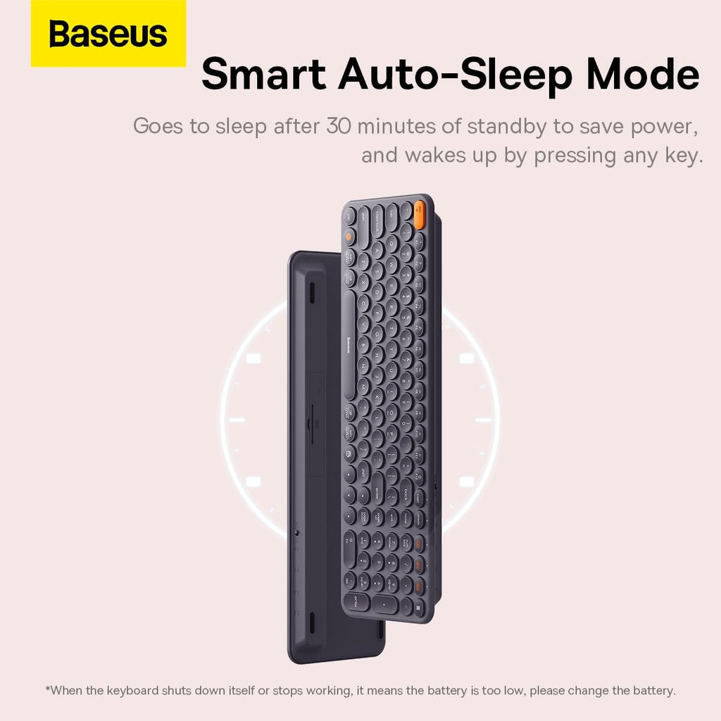 Baseus Wireless Keyboard for Desktops, K01B Tri-Mode Wireless Multi-Device Keyboard, Ultra-Slim Keyboard for Computer, Desktop, PC, Laptop and Windows