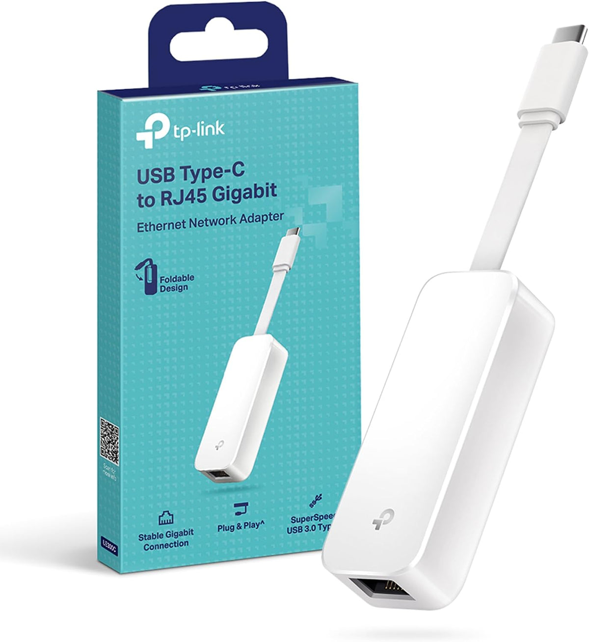 TP-Link UE300C USB C to Ethernet Adapter, USB 3.0 Type-C to RJ45 Gigabit Ethernet Network Adapter for Ultrabook, Chromebook, Laptop, Desktop, Plug & Play for Nintendo Switch, Windows 10&8.1, Linux OS