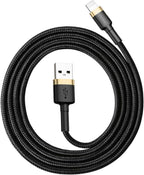 Baseus USB to Lightning Charging Cable iPhone 14 Pro Max Cafule Nylon Braided High-Density Quick Charge — 1 Meter / 2.4 A
