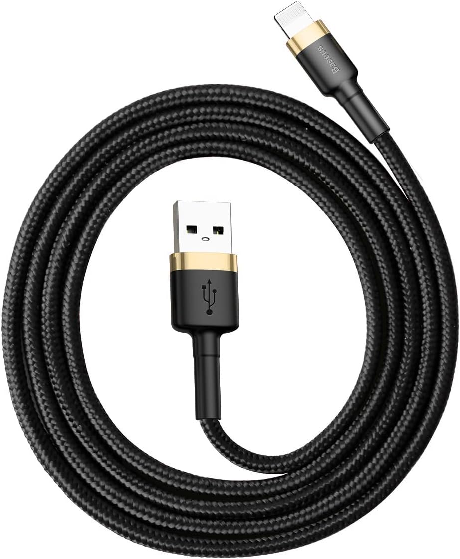 Baseus USB to Lightning Charging Cable iPhone 14 Pro Max Cafule Nylon Braided High-Density Quick Charge — 1 Meter / 2.4 A