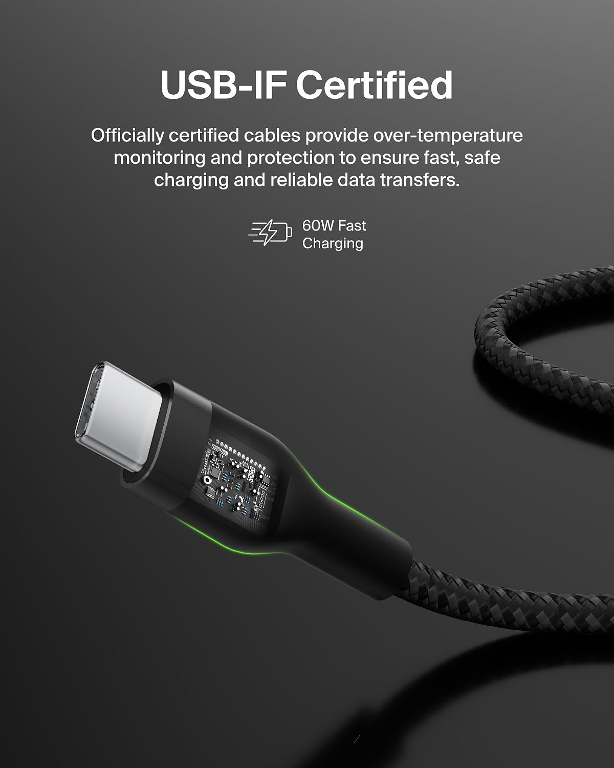 Belkin BoostCharge Pro Flex Braided USB C charger cable, USB-IF certified Power Delivery PD type C fast charging cable for iPhone 16, 15, Galaxy S24, S23, MacBook Pro, iPad, Pixel and more – 2m, black