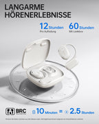 Baseus Bowie MF1 Open-Ear Headphones Bluetooth, Directional Acoustics, Powerful Bass, Ultralight, IPX4 Waterproof, ENC Microphones — White