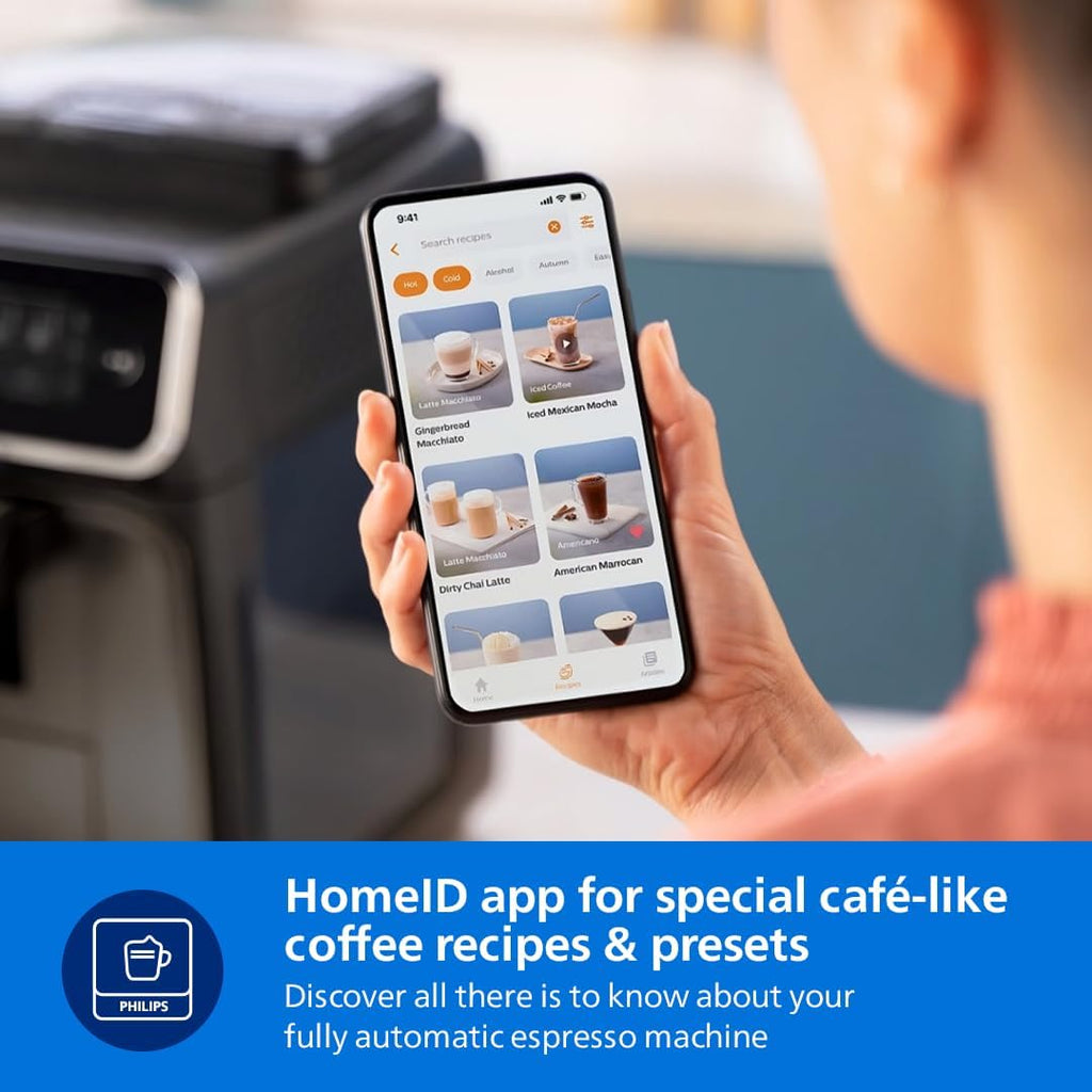 Philips Fully Automatic Coffee Machine, 20 Hot & Cold Beverages, 4 Profiles — Black