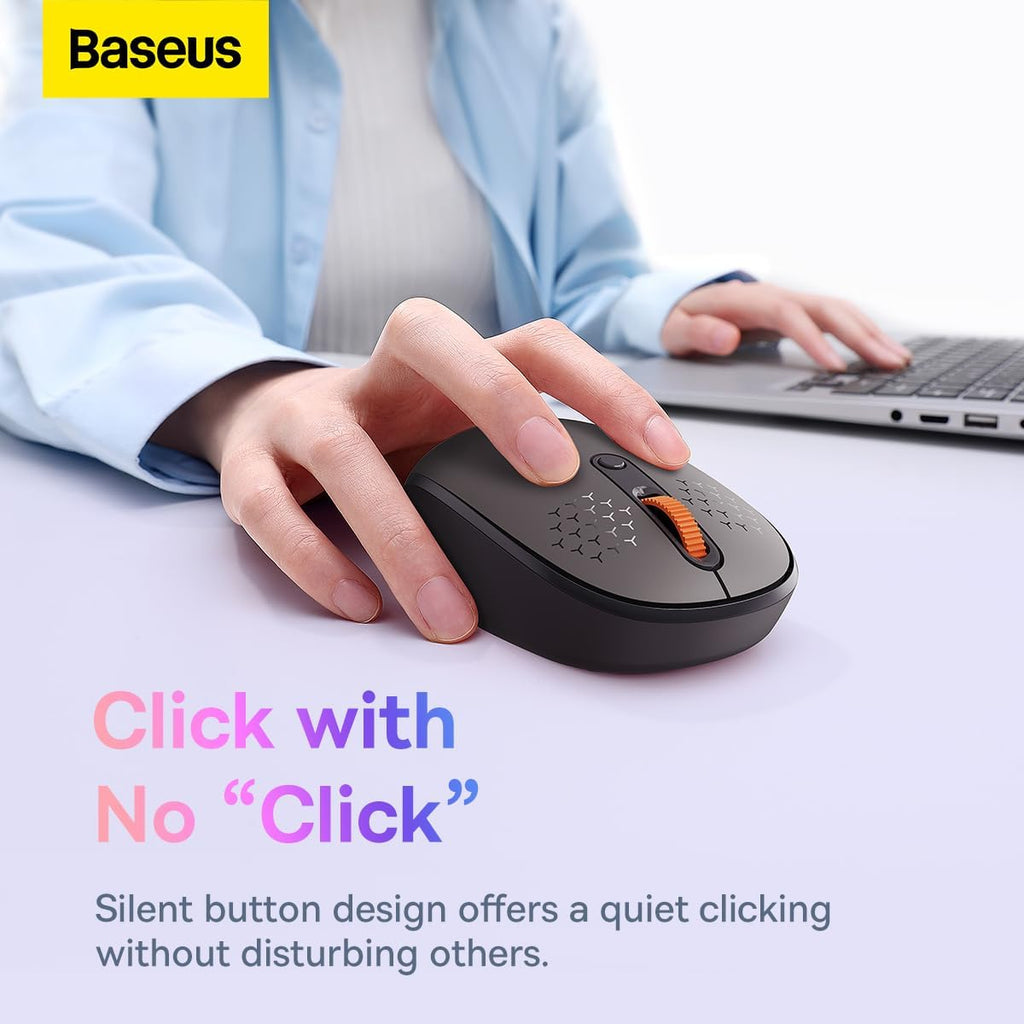 Baseus Mouse Tri-Mode Wireless Bluetooth for Laptop and Desktop PC A Simple Wireless Bluetooth Mouse — Modern — Grey