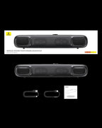 Baseus Wireless Single Soundbar Speaker With Bluetooth 5.3, App Controlled Mini Soundbar, Triple Audio Modes, 7-Colors RGB, Cable Audio with Microphone for TV, PC — Battery — Blue