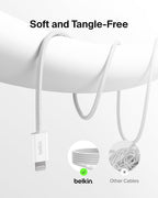 Belkin 2-Pack Braided USB-C Cable with Lightning Connector 5ft - Soft, Flexible Fast-Charging Cable, Lightning Charger Cord for iPhone 14 & Earlier Series, iPad 9th Gen, & AirPods - White
