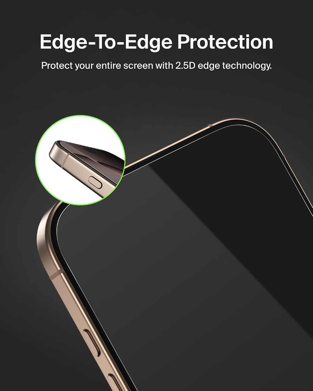 Belkin ScreenForce TemperedGlass iPhone 16 Pro Screen Protector, slim design, crystal clear, scratch-resistant, bubble-free application included, full screen tempered glass protector for iPhone 16 Pro