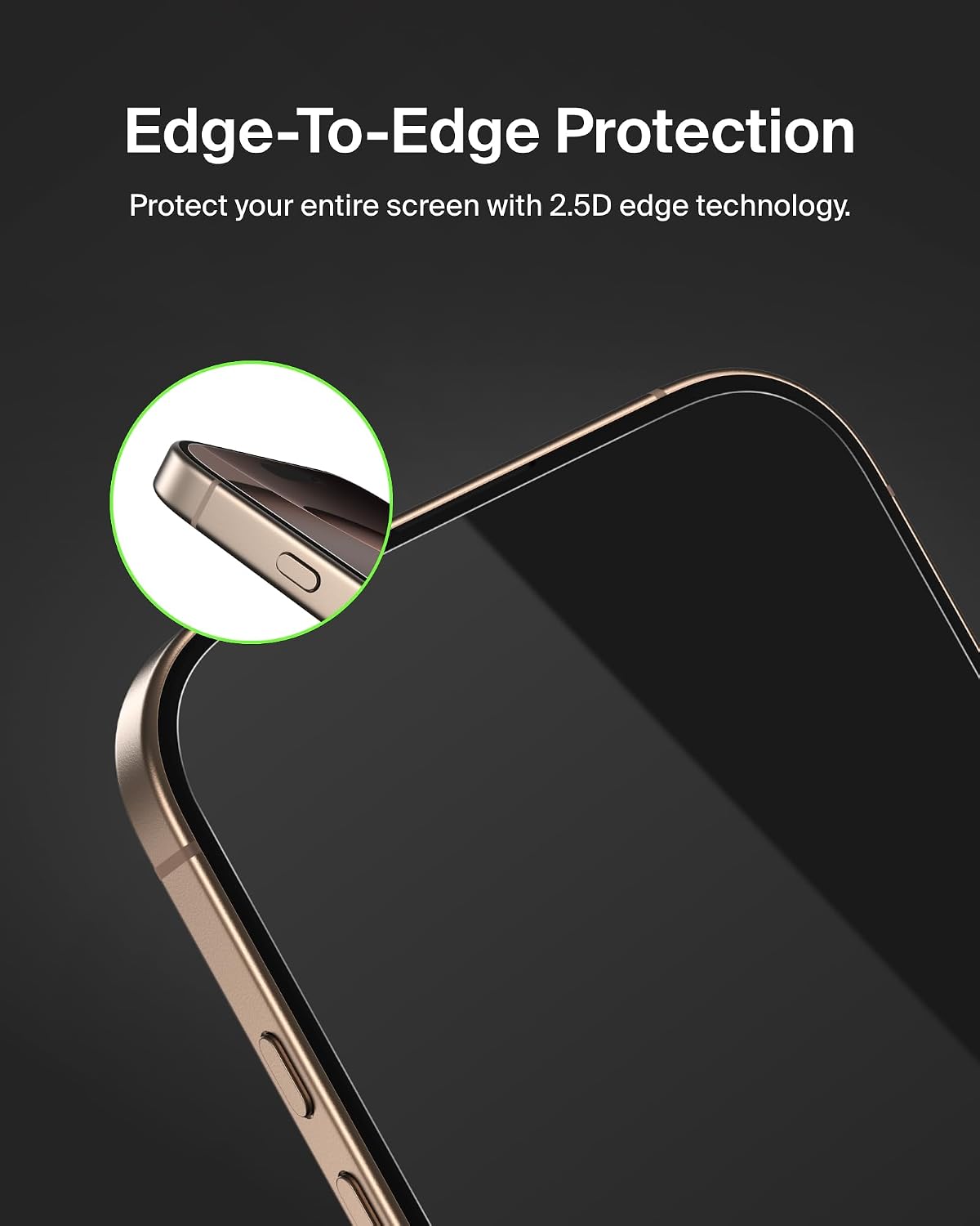 Belkin ScreenForce TemperedGlass iPhone 16 Pro Screen Protector, slim design, crystal clear, scratch-resistant, bubble-free application included, full screen tempered glass protector for iPhone 16 Pro