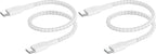 Belkin Fast Charge (0.5ft) Braided USB-C to USB-C Cable for iPhone 16, iPhone 16 Pro, iPhone 16 Pro Max, iPhone 16 Plus, iPhone 15, Galaxy S24, S23, Note10, Pixel 9, Pixel 8, iPad Pro & More - White
