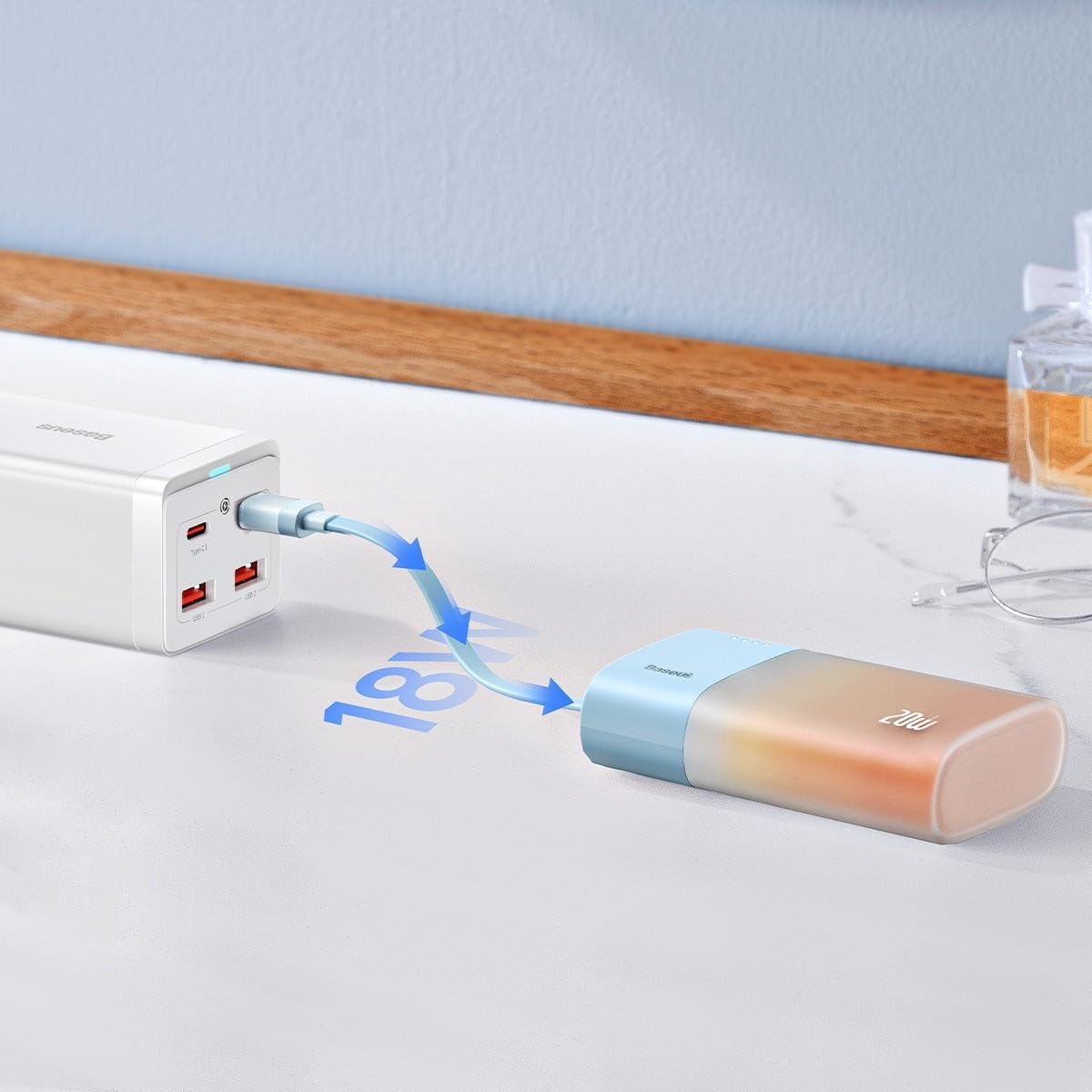 Baseus Popsicle Mini Fast 5.2k Power Bank 5,200mAh with Built-in USB-C Cable, Orange — Orange