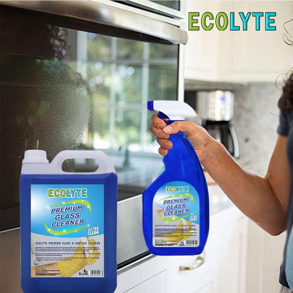 Ecolyte+ Premium Glass Cleaner & Surface Cleaner Liquid Detergent, surface cleaner, window cleaner, and Screen Cleaner Liquid | Kills 99.99% of Germs (5 Liter) — additional view 4