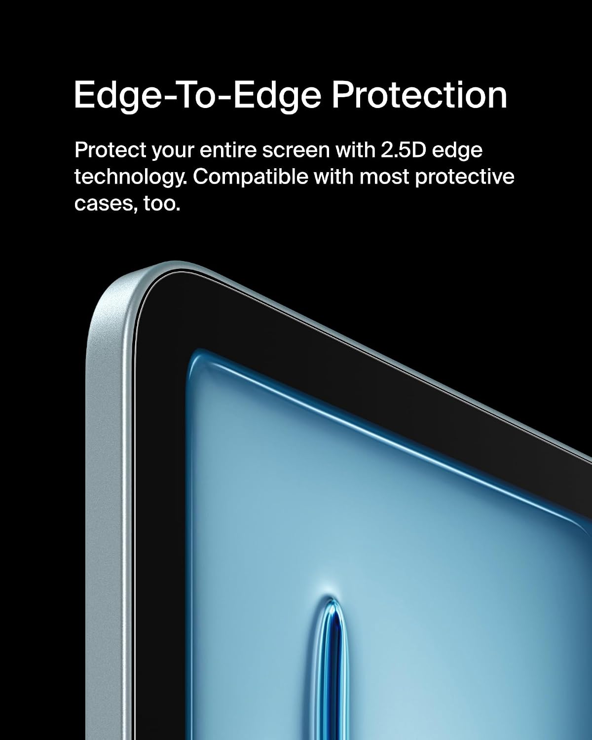 Belkin ScreenForce TemperedGlass screen protector for iPad Air 11-inch, 9H hardness rating tempered glass, 0.33mm thin, scratch-resistant with easy installation, compatible with case and Apple Pencil