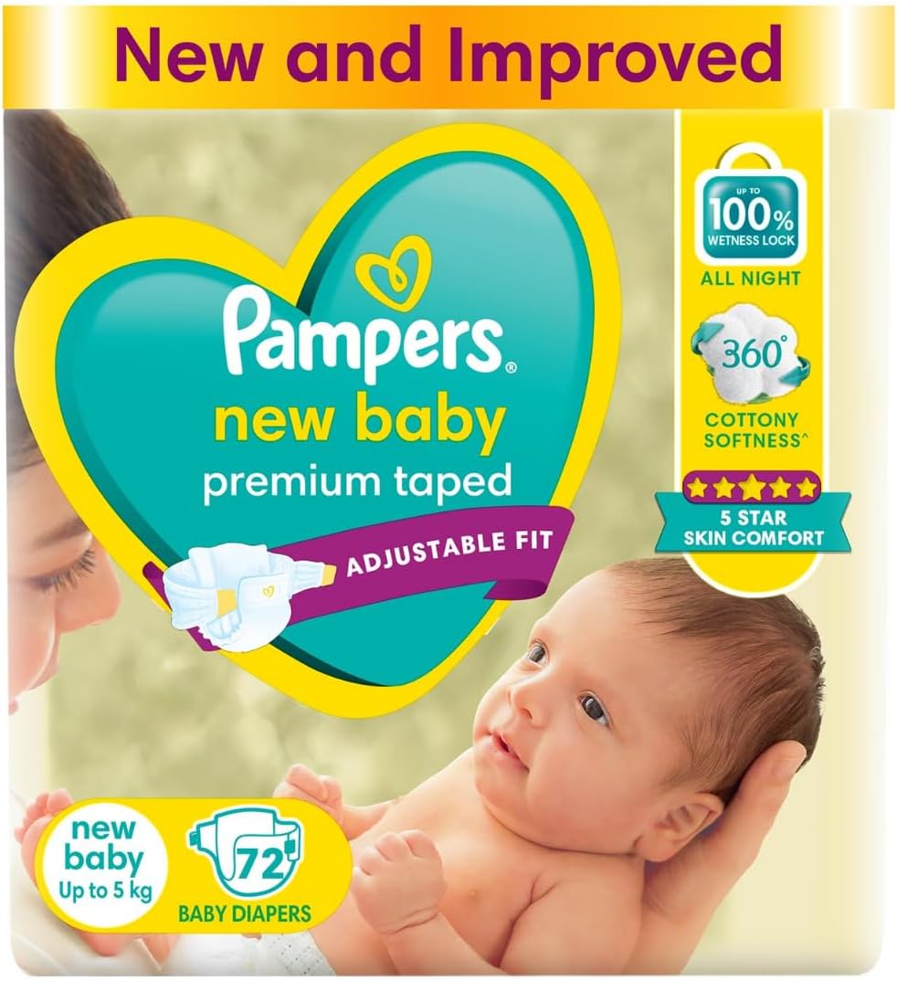 Pampers Active Baby New Born Diapers (72 Count)