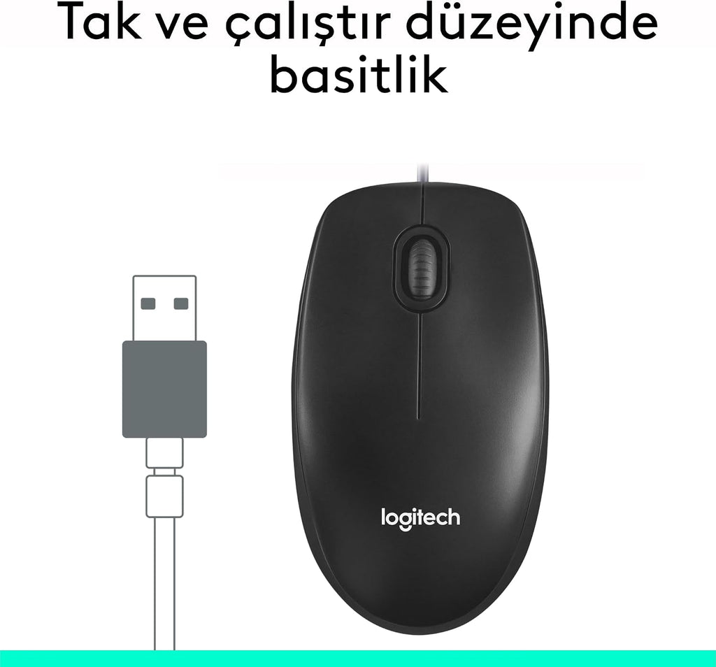 Logitech M100 Wired Mouse — Black