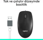 Logitech M100 Wired Mouse — Black