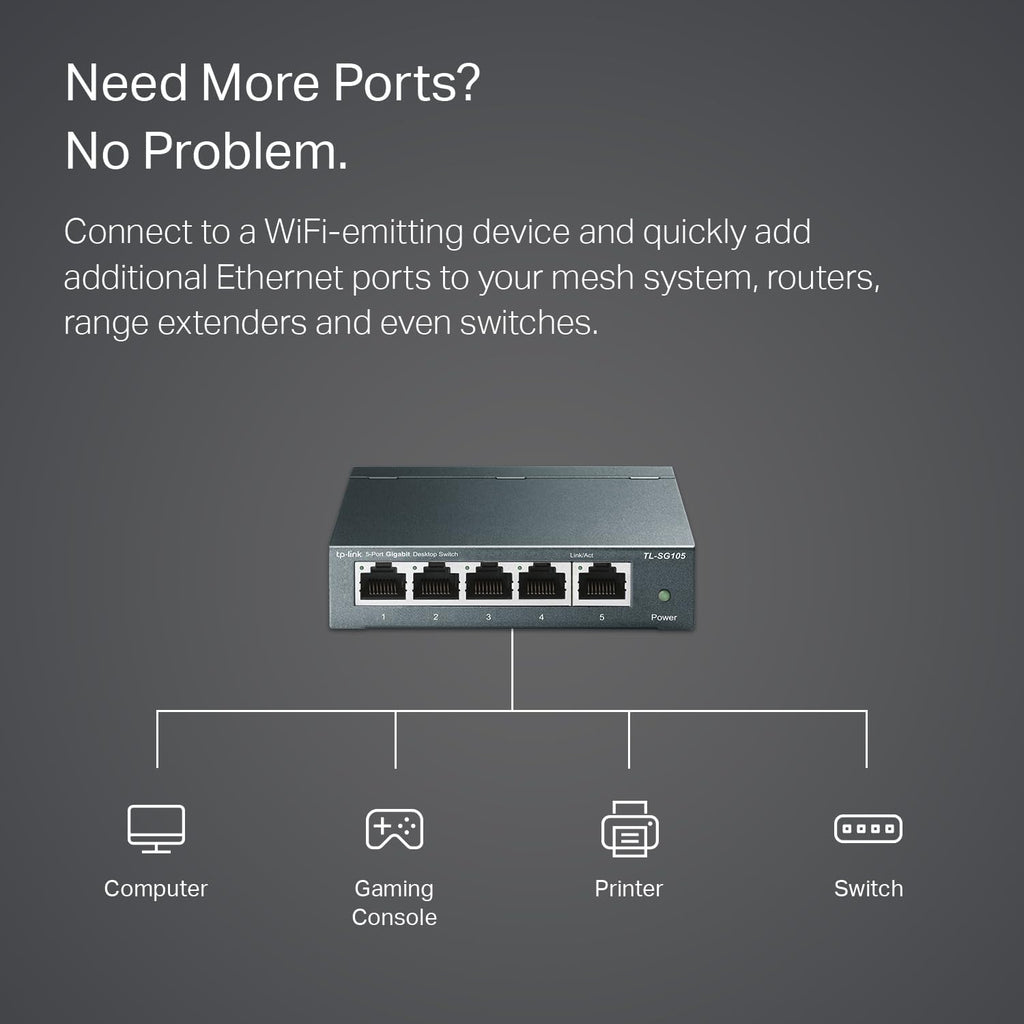 TP-Link TL-SG105 5-Port Gigabit Steel Desktop Switch