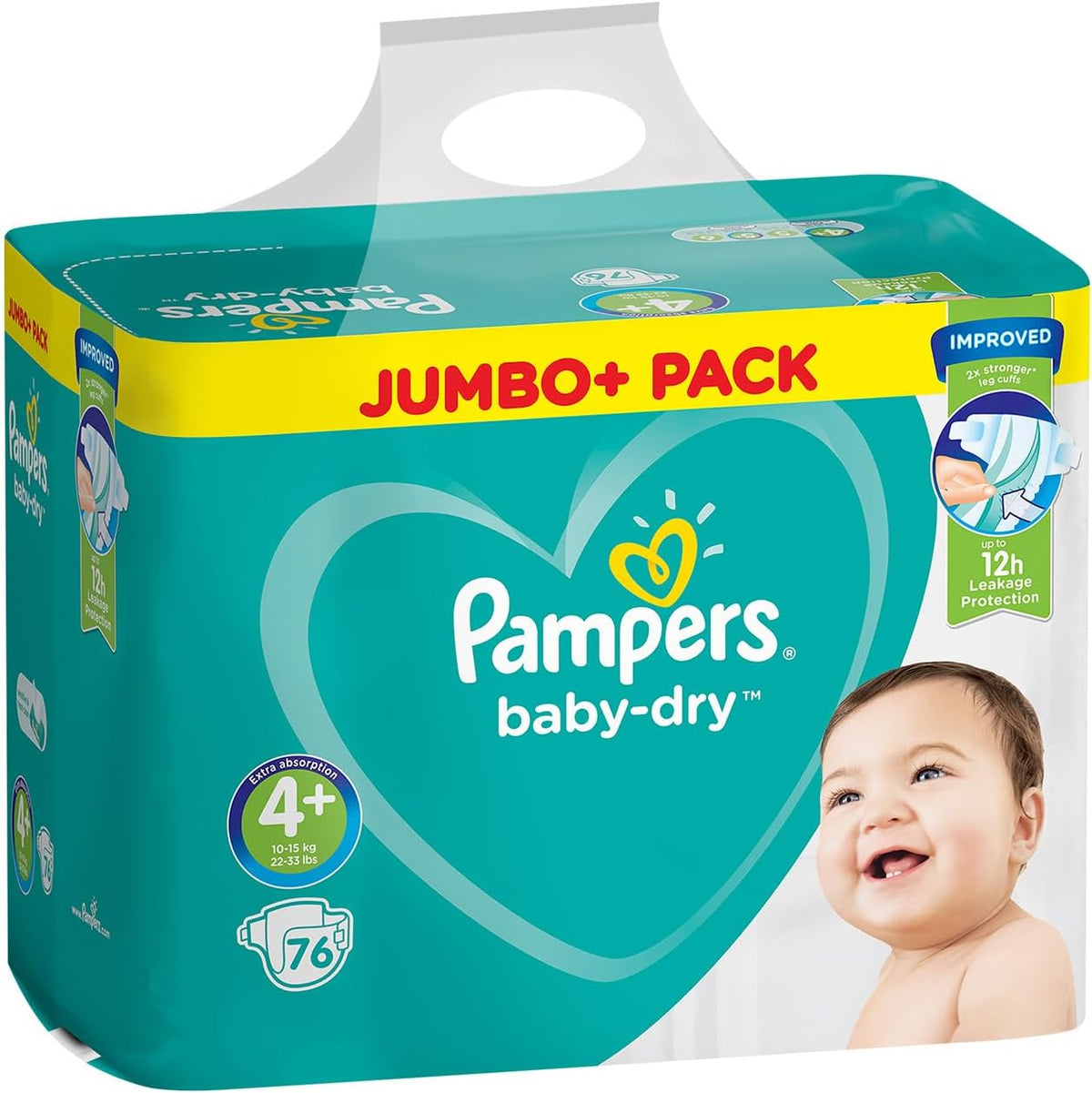 PAMPERS Baby Dry Size 4+ 9-20 kg Jumbo + 76
