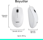 Logitech M100 Wired Mouse — White