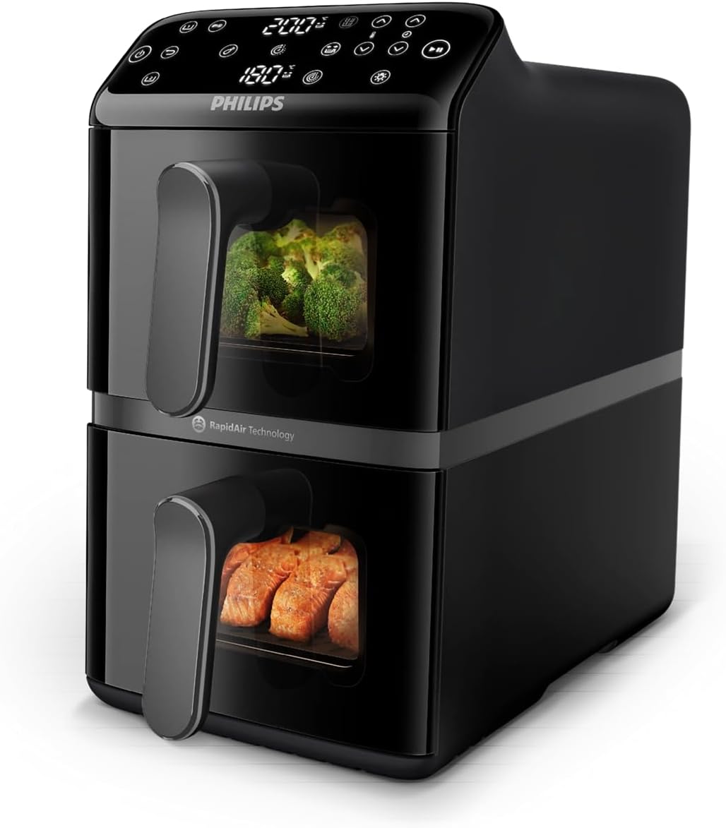 Philips Dual-Stack AirFryer XXL, 10L/2KG, 2750W, 13 Functions, 6 Presets — Black