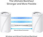 TP-Link Tri-Band WiFi 7 BE22000 Whole Home Mesh System (Deco BE85) | 12-Stream 22 Gbps | 2× 10G + 2× 2.5G Ports Wired Backhaul, 8× High-Gain Antennas | VPN, AI-Roaming, 4×4 MU-MIMO, HomeShield(2-Pack)