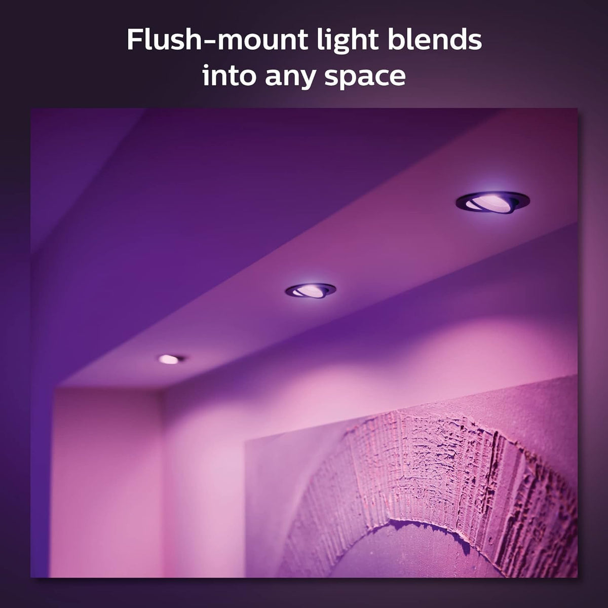 Philips Hue White & Colour Ambiance Centura Set of 3 Round Downlights, Dimmable Ceiling Lights for Hue Lighting System, Intelligent Voice and App Light Control, Black — Black