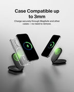 Belkin BoostCharge MagSafe Charger, Magnetic Foldable Wireless Charging Stand 15W, MagSafe-Compatible Portable Fast Charger for Qi2, iPhone 17, Air, Pixelsnap, Standy Mode Ready, PSU Included - Black
