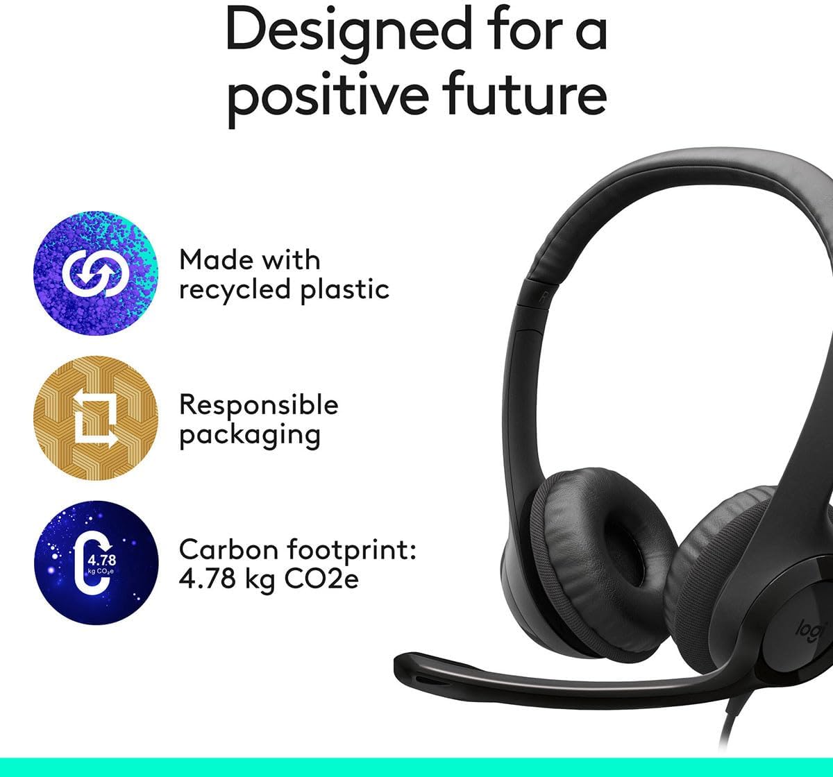 Logitech H390 USB-C Headset — Black