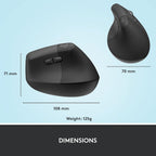 Logitech Lift Vertical Wireless Mouse — Graphite