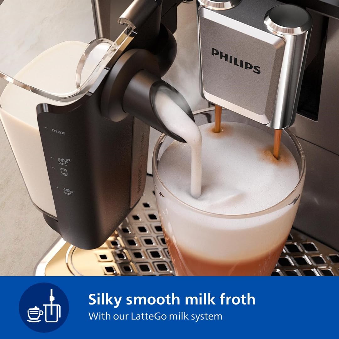 Philips EP3347/90 Series 3300 Espresso Machine, 1500W, LatteGo — Black Chrome