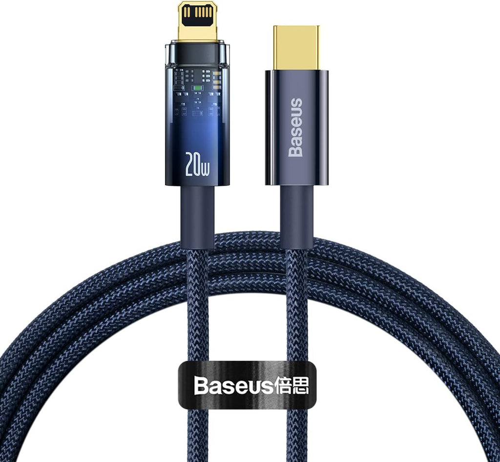 Baseus Explorer Auto Power-Off USB-C to Lightning Cable 20W — 1m — Blue