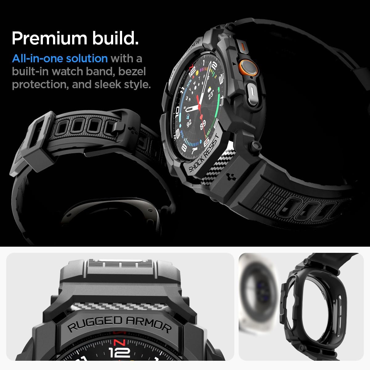 Spigen Rugged Armor Pro Case with Band - Galaxy Watch Ultra — Black — product image 8