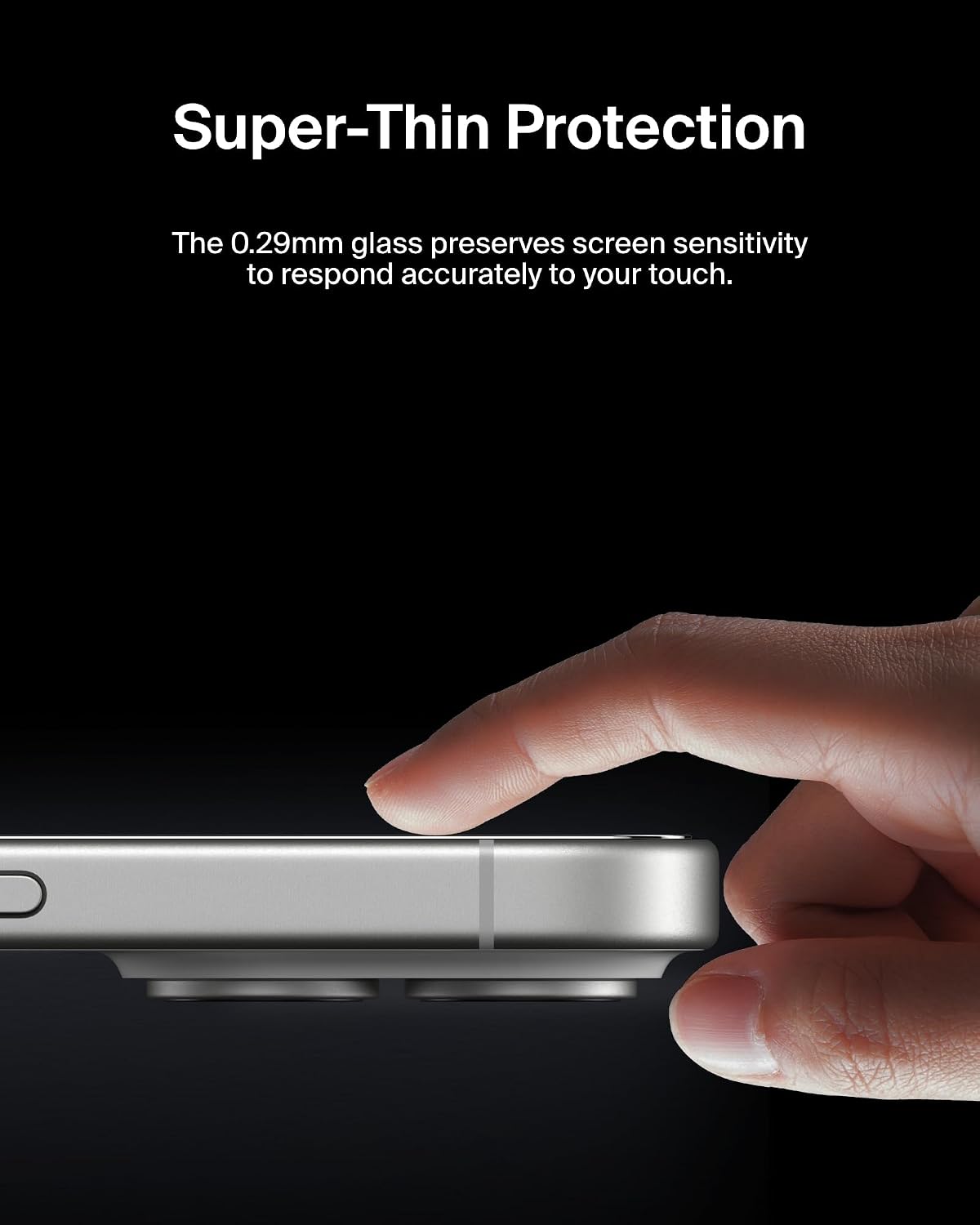 Belkin ScreenForce InvisiGlass iPhone 16 Screen Protector, scratch-resistant impact protection, easy align tray for bubble free application, made with recycled glass for iPhone 16, iPhone 15, 14 Pro