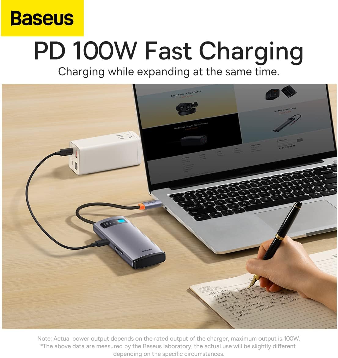 Baseus 6 in 1 USB C Docking Station, 10Gbps USB C Hub with 3 USB A/C Ports, 4K@60Hz HDMI, Gigabit Ethernet, 100W PD, USB Hub for Laptops, iPhone 15 Pro Max, MacBook, iPad — 6 in 1-GS — Grey